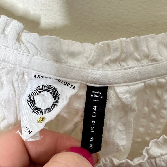 ANTHROPOLOGIE x AKEMI + KIN Pajaro Embroidered Blouse White Sz 12 {GG31} - Picture 5 of 6